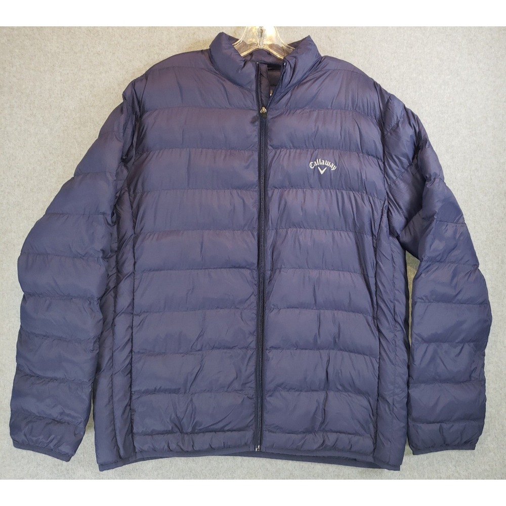 Callaway Puffer Golf Jacket Mens Blue Size M Lightweight Full Zip Quilted